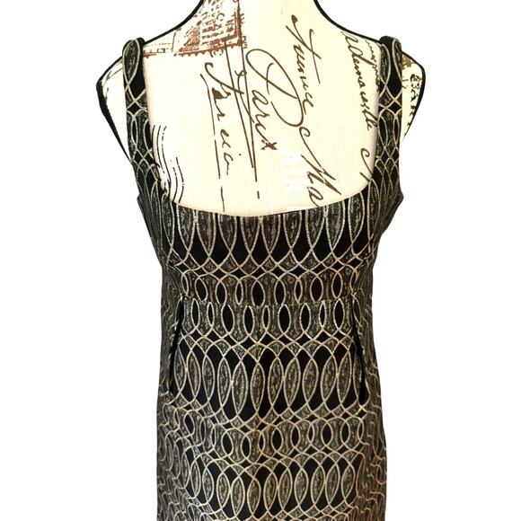 NWT Milly of New York Black and Gold Patterned Dress - Size 6 - Picture 3 of 10
